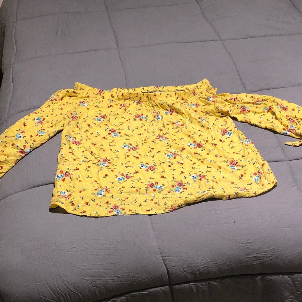 Yellow Floral Off-Shoulder Blouse